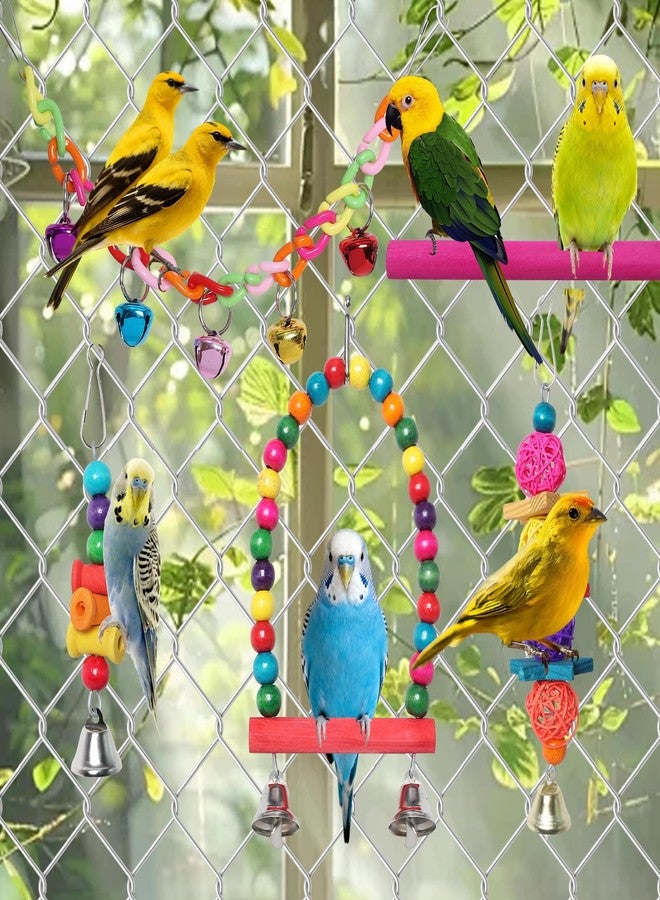 Sdfvsdg Bird Toys for Conures with Colorful Hammock Bird Cage Accessories Wooden Perch Stand Hanging Bell Birds Chewing Toys for Parrot Parakeet Budgerigar Cockatiel Lovebirds - Image 5