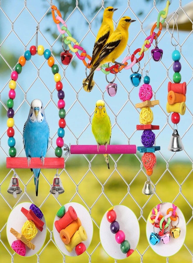 Sdfvsdg Bird Toys for Conures with Colorful Hammock Bird Cage Accessories Wooden Perch Stand Hanging Bell Birds Chewing Toys for Parrot Parakeet Budgerigar Cockatiel Lovebirds - Image 2