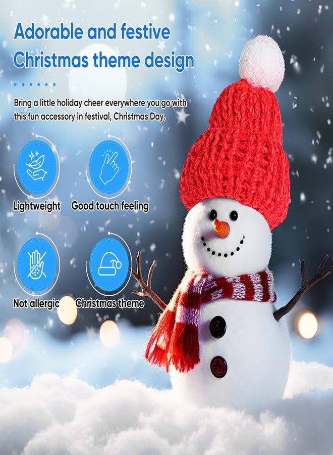 أموسفون مجموعة من 10 قبعات صغيرة محبوكة لعيد الميلاد من آموسفن، قبعة بابا نويل صغيرة، قبعة زينة لحفلات عيد الميلاد، لون أحمر - Image 4