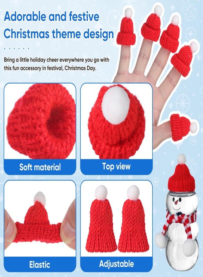 أموسفون مجموعة من 10 قبعات صغيرة محبوكة لعيد الميلاد من آموسفن، قبعة بابا نويل صغيرة، قبعة زينة لحفلات عيد الميلاد، لون أحمر - Image 3