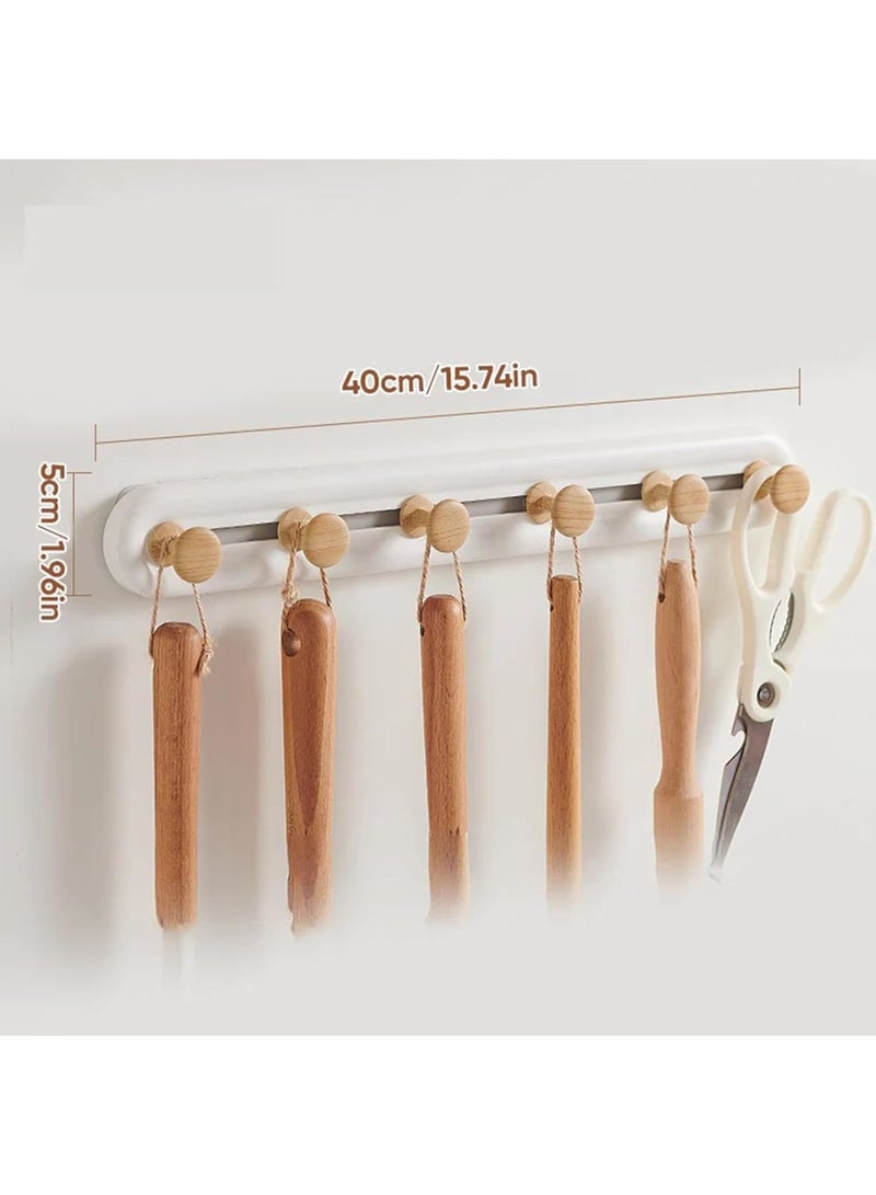 Cobest Household Hook Rack, 6 Sliding Hook Rack, Drilling Free Reusable Clothes Hat Bag Racks, Suitable for Bedroom, Bathroom, Kitchen Utensils, Garden, Office - Image 2