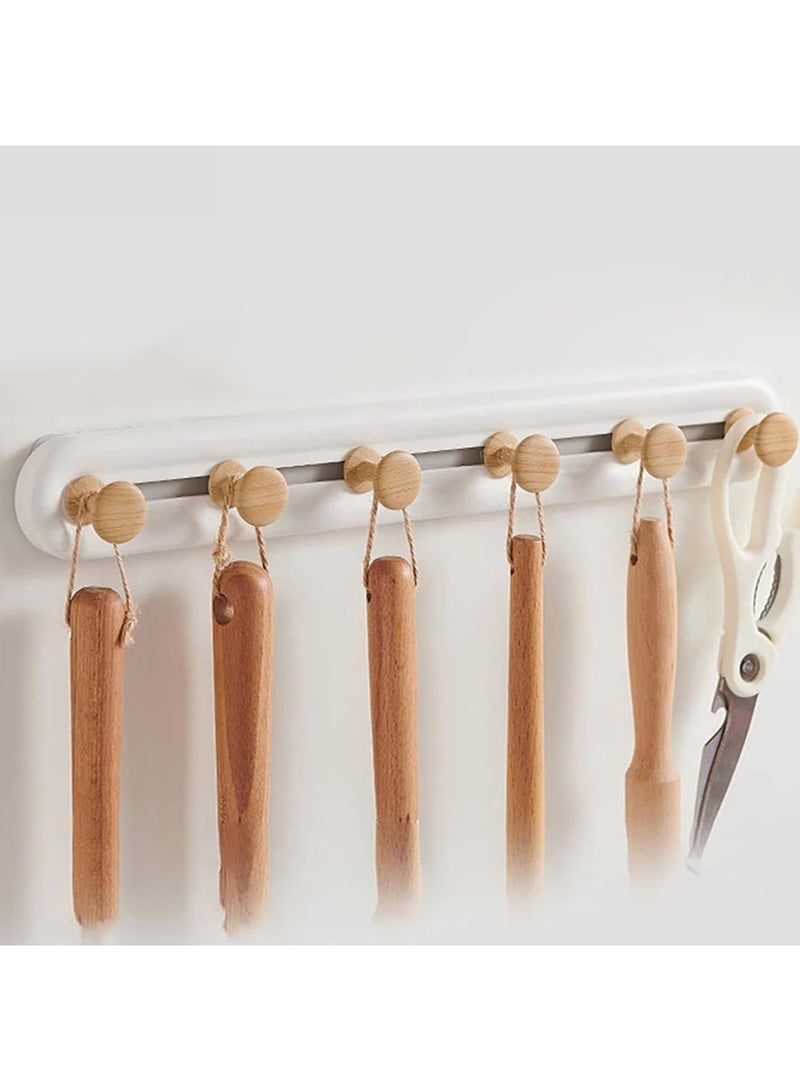 Cobest Household Hook Rack, 6 Sliding Hook Rack, Drilling Free Reusable Clothes Hat Bag Racks, Suitable for Bedroom, Bathroom, Kitchen Utensils, Garden, Office - Image 4