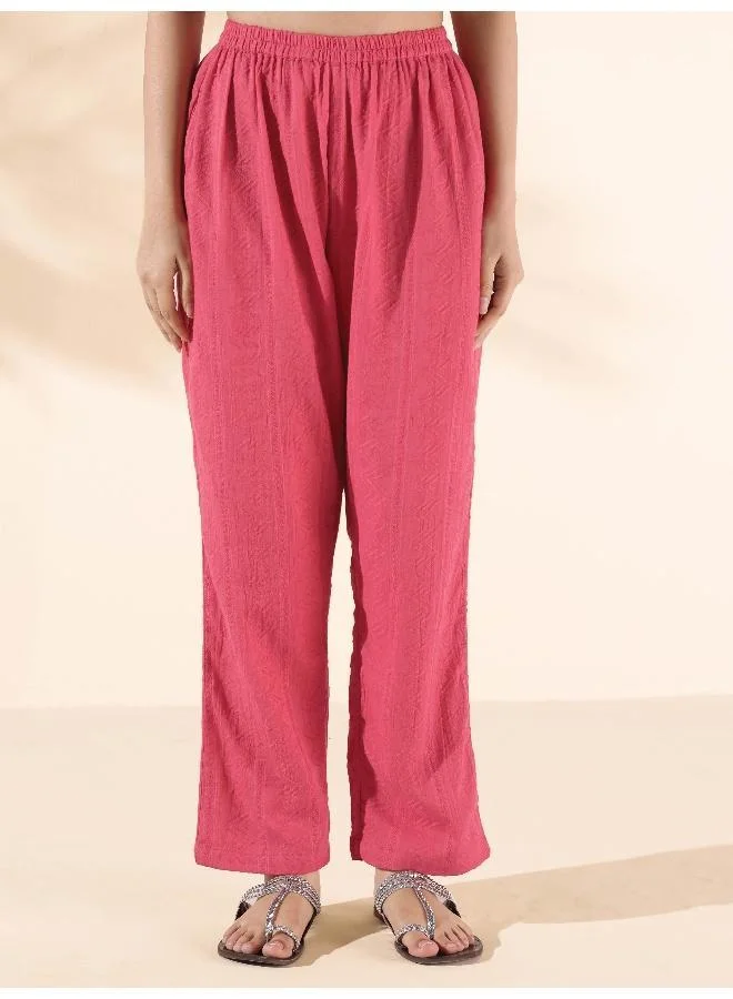 trueBrowns trueBrowns Pink Cotton Dobby Oversized Co-ord Set