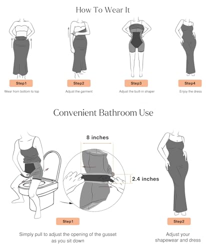 Popilush Cocktail Dresses for Women Tummy Control Club Dress Shapewear Mini Dress Dinner Date Night Bodycon Black - Image 5