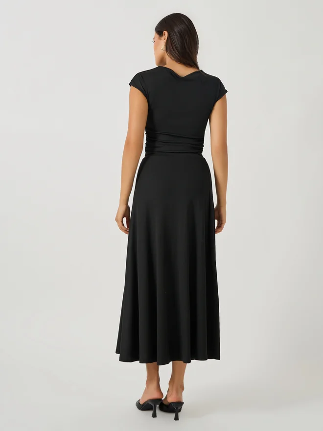 Styli Styli Ribbed Short Sleeve Fitted Top and A-Line Skirt Co-Ords