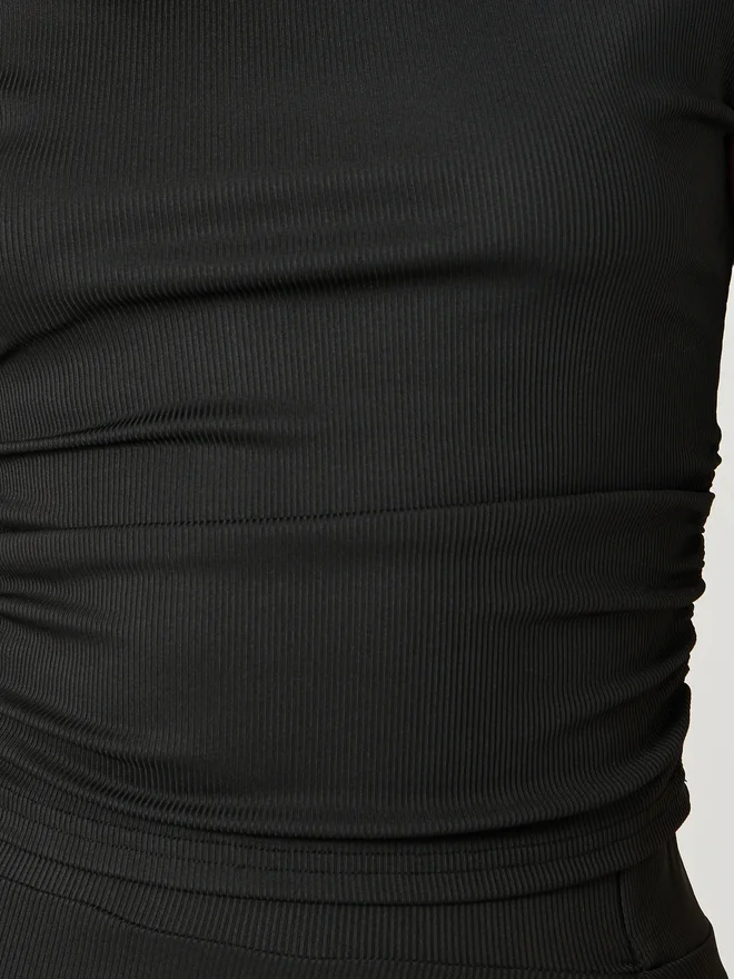 Styli Styli Ribbed Short Sleeve Fitted Top and A-Line Skirt Co-Ords