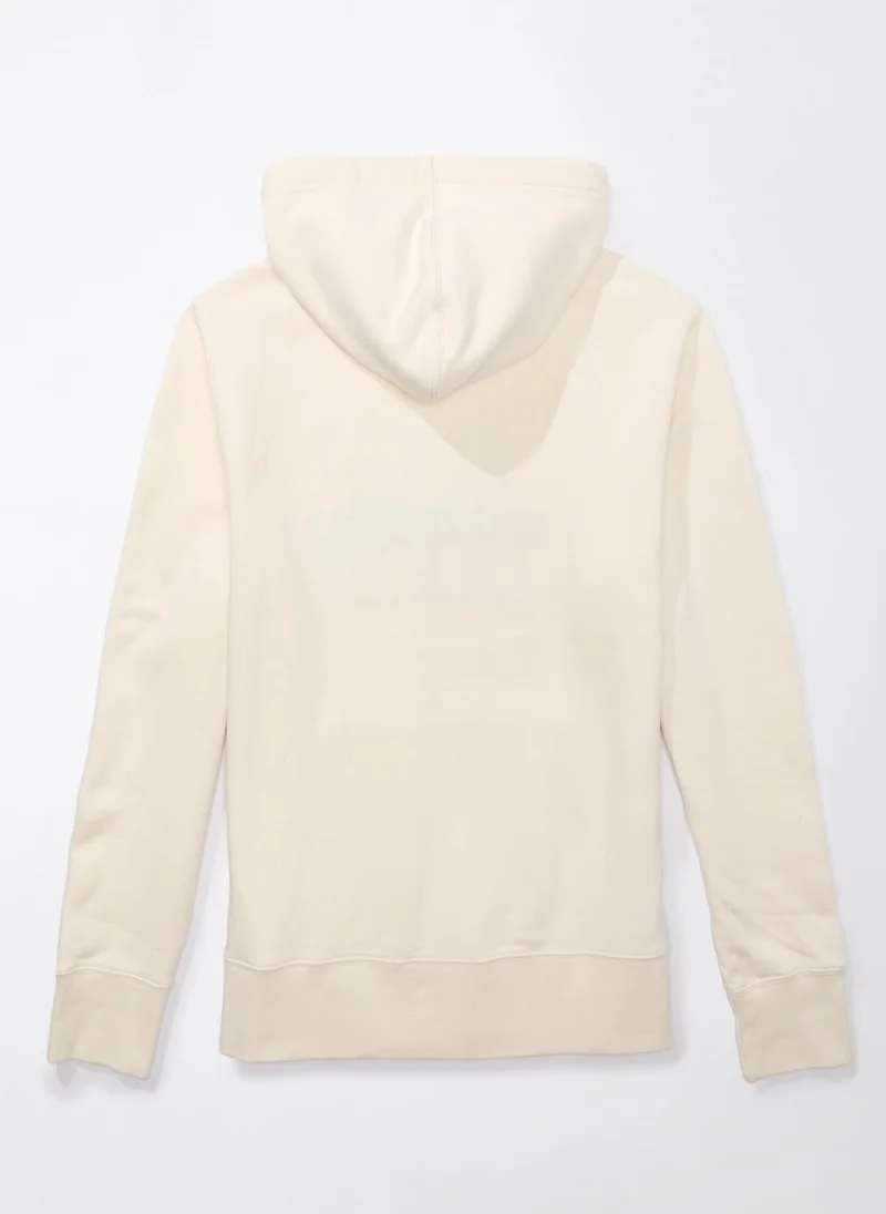 American Eagle Plaid Applique Graphic Drawstring Pullover Hoodie