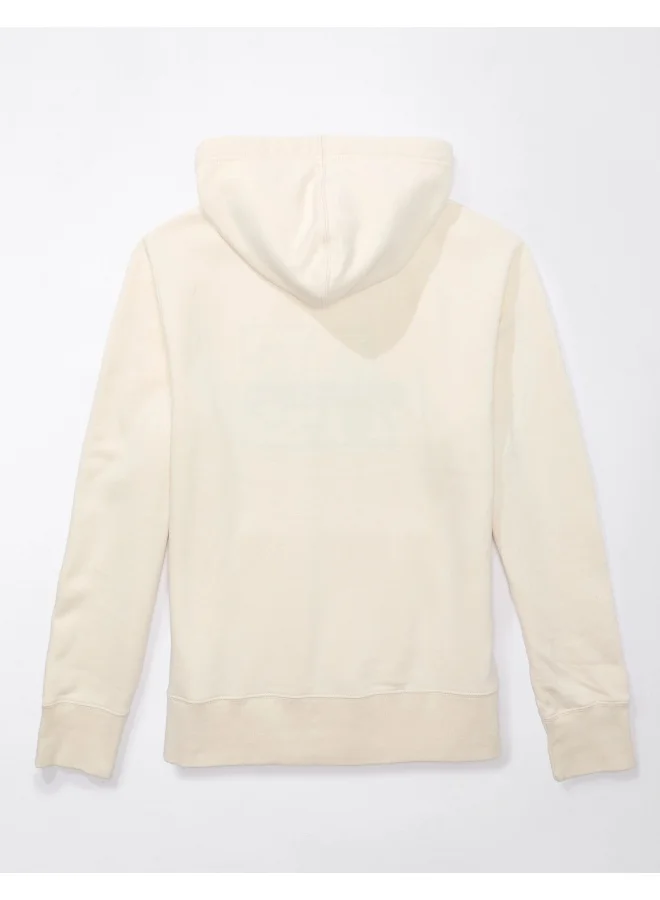 American Eagle Plaid Applique Graphic Drawstring Pullover Hoodie