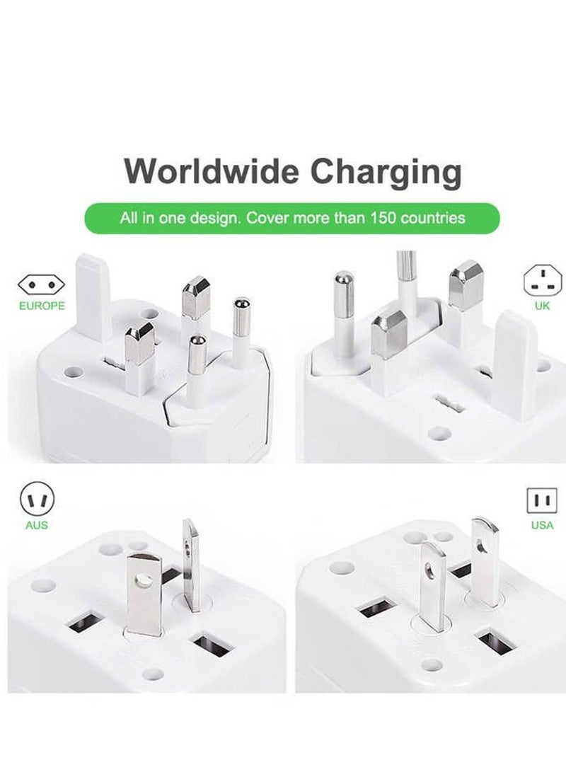 BlueFire Universal Travel Adapter 3 in 1 – Worldwide Multi Plug Socket with 3 AC Outlets (10A/250V) – Portable Power Converter for 150+ Countries – Compact, Non-Grounding  - Image 2