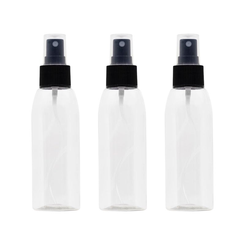 Artistic 3 Pack of 3 x 4 oz Plastic Spray Bottles - White Clear Plastic, Medium Mist, Refillable for Cosmetics, Travel, Storage - Image 1