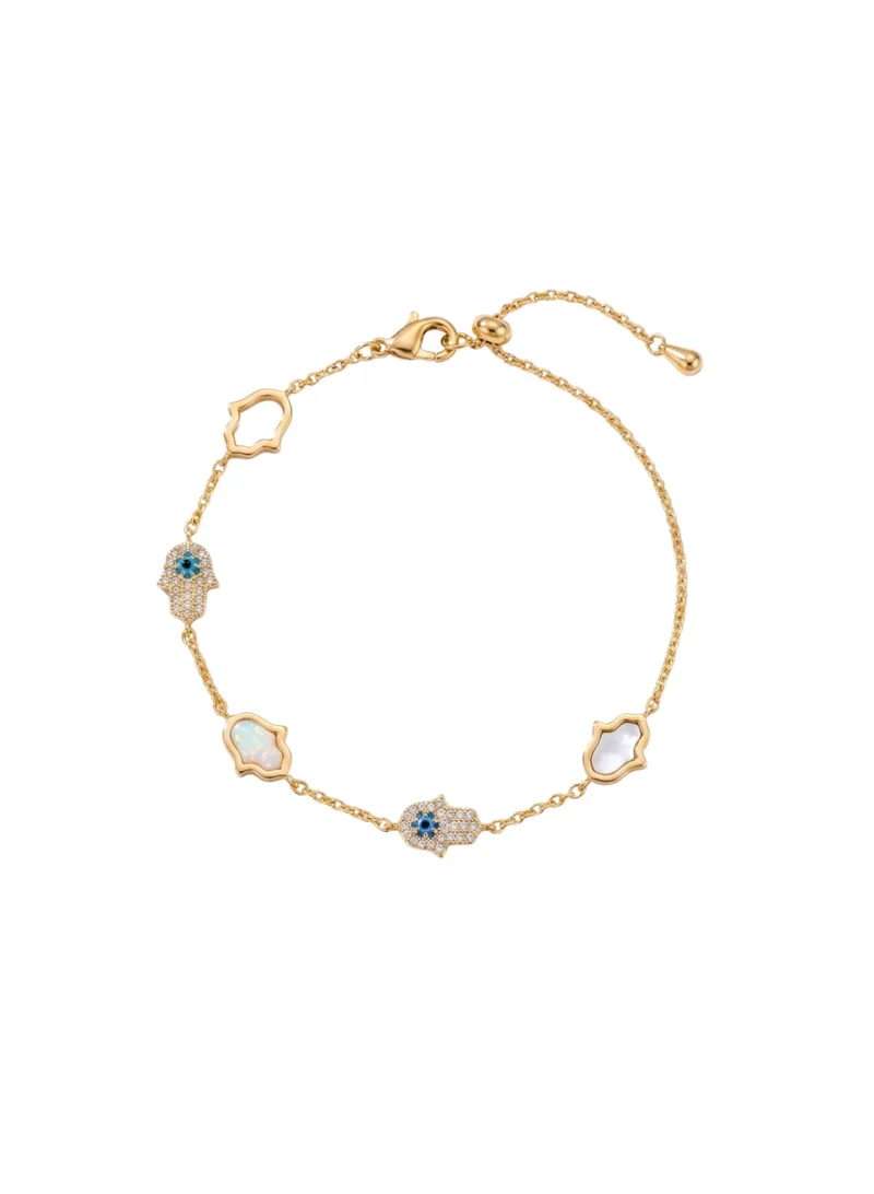 Mystic Opal & Evil Eye Hamsa Station Bracelet