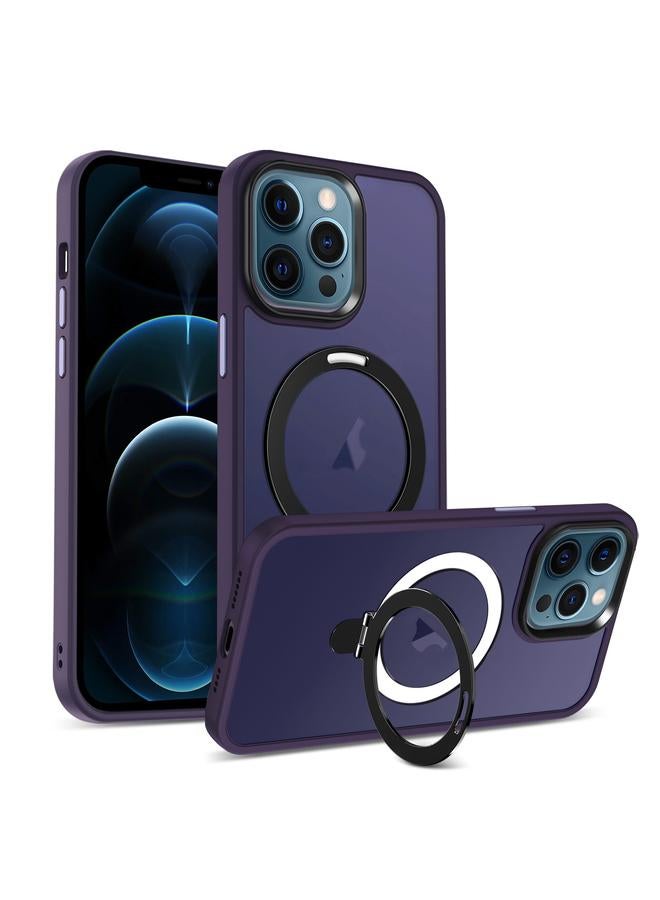 Zaboon Case For iPhone 12 Pro Max Skin-feel MagSafe Holder PC Hybrid TPU Phone Case - Image 1