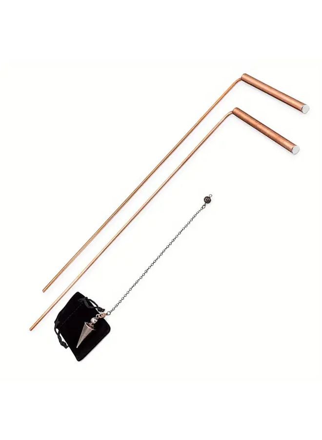 1 مجموعة قضبان كشف المياه النحاسية والبندول، أدوات معدنية متينة مع حقيبة تخزين - Image 4