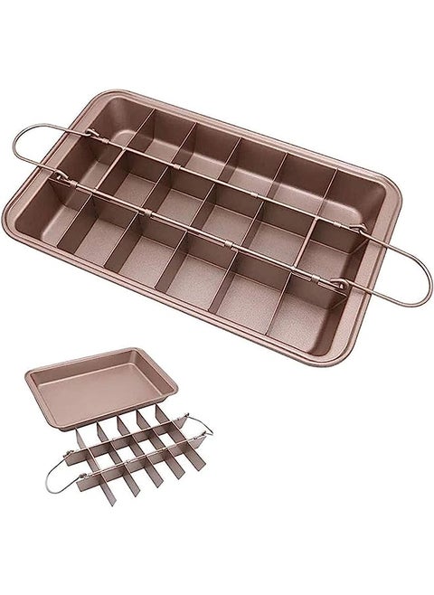Brownie Pan with Dividers, 18 Pre-slicer Non Stick Brownie Baking Tray with Built-in Slicer and Handle, Carbon Steel Bakeware for All Oven Baking