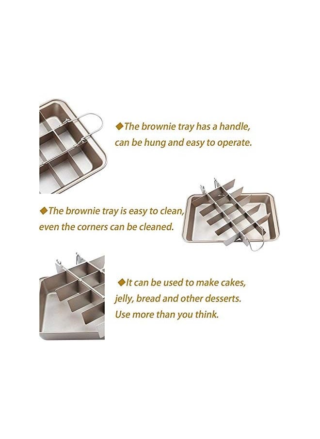 Brownie Pan with Dividers, 18 Pre-slicer Non Stick Brownie Baking Tray with Built-in Slicer and Handle, Carbon Steel Bakeware for All Oven Baking
