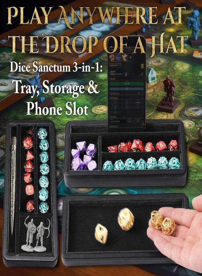 Soar Forge Premium Dice Box - Dragon-Designed, Magnetic Lid & Felt-Lined Tray for DND & RPG - Phone/Pen Slot, 8.78 x 4.09 x 1.57 inches - Image 2