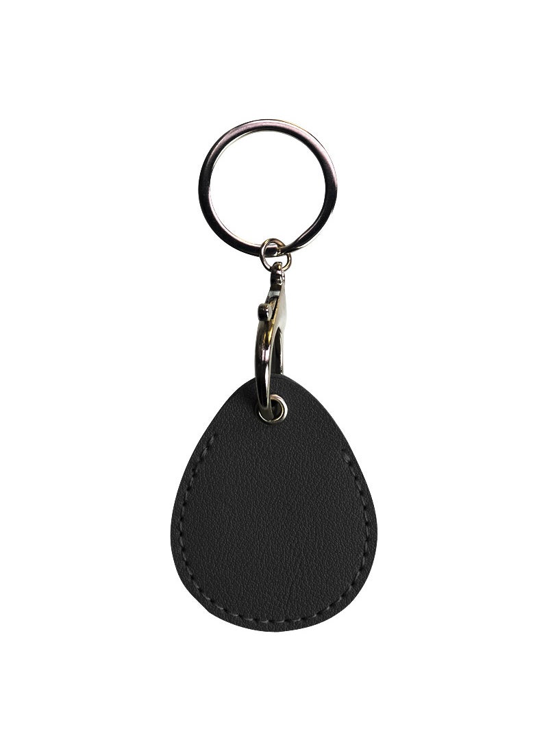 Generic PU Leather Drop Keychain Card Holder black drop shape 