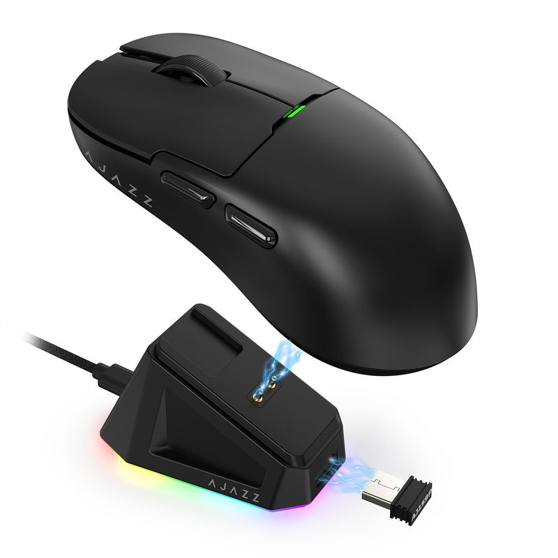 A-jazz Ajazz AJ159 Dual Mode 24GUSBC 56g Lightweight GamingOffice Mouse with PAW3395 Sensor 5 Programmable Buttons Up to 26KDPI with Magnetic Charging Dock for PCLaptopWinMac Black - Image 2