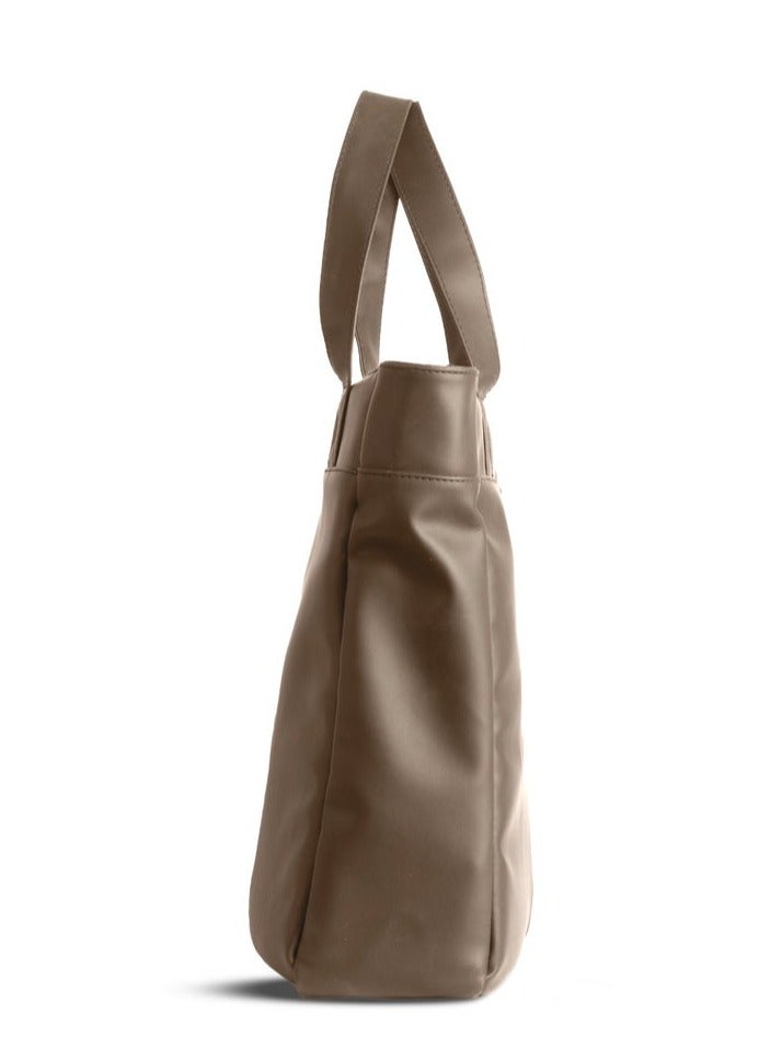 Ar supply AR Tote Bag by Arij Bags | Large Tote Bag for Laptop and Daily Use, Detachable and Adjustable Crossbody Strap, Spacious Main Compartment, Laptop Pocket, Multiple Inner Pockets and Quick Access Front Pocket (39 × 38 × 12 cm) (Coffee) - Image 3