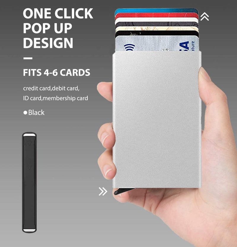 Stealodeal Silver Smart Minimalist Slim RFID Blocking Credit Card Holder Pop Up Wallet - Image 5