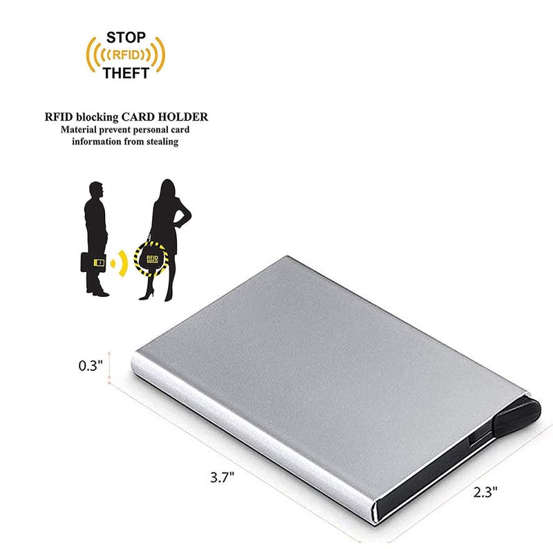 Stealodeal Silver Smart Minimalist Slim RFID Blocking Credit Card Holder Pop Up Wallet - Image 2