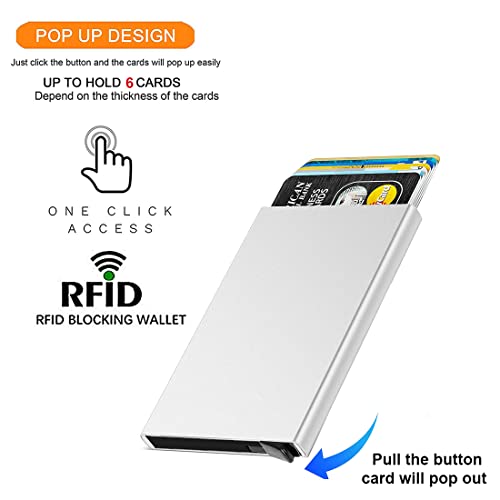 Stealodeal Silver Smart Minimalist Slim RFID Blocking Credit Card Holder Pop Up Wallet - Image 3