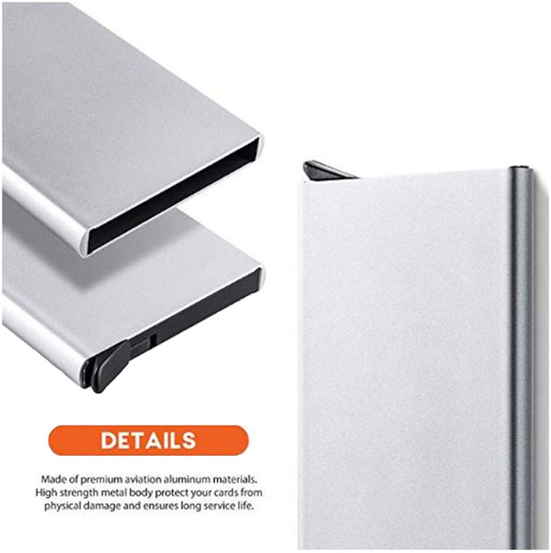 Stealodeal Silver Smart Minimalist Slim RFID Blocking Credit Card Holder Pop Up Wallet - Image 4