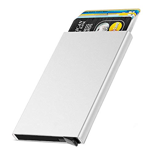 Stealodeal Silver Smart Minimalist Slim RFID Blocking Credit Card Holder Pop Up Wallet - Image 1