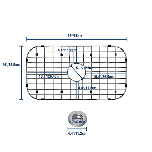 LOCVCDA Kitchen Sink Grid 26" x 14", Sink Protectors for Kitchen Sink with Center Drain, Sink Bottom Grid, Stainless Steel Sink Protector, Sink Grate for Bottom of Kitchen Sink (26" x 14" - Center Drain) - Image 2