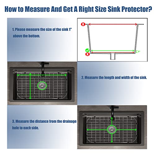 LOCVCDA Kitchen Sink Grid 26" x 14", Sink Protectors for Kitchen Sink with Center Drain, Sink Bottom Grid, Stainless Steel Sink Protector, Sink Grate for Bottom of Kitchen Sink (26" x 14" - Center Drain) - Image 3
