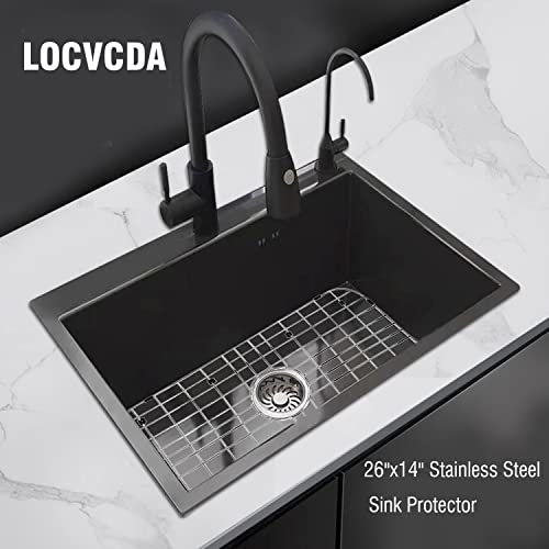 LOCVCDA Kitchen Sink Grid 26" x 14", Sink Protectors for Kitchen Sink with Center Drain, Sink Bottom Grid, Stainless Steel Sink Protector, Sink Grate for Bottom of Kitchen Sink (26" x 14" - Center Drain) - Image 5