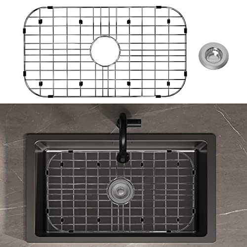 LOCVCDA Kitchen Sink Grid 26" x 14", Sink Protectors for Kitchen Sink with Center Drain, Sink Bottom Grid, Stainless Steel Sink Protector, Sink Grate for Bottom of Kitchen Sink (26" x 14" - Center Drain) - Image 1