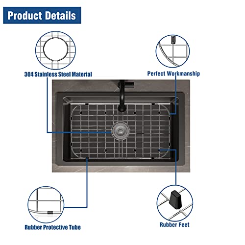 LOCVCDA Kitchen Sink Grid 26" x 14", Sink Protectors for Kitchen Sink with Center Drain, Sink Bottom Grid, Stainless Steel Sink Protector, Sink Grate for Bottom of Kitchen Sink (26" x 14" - Center Drain) - Image 4