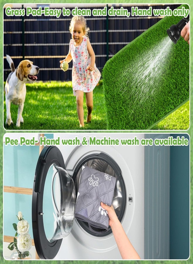 Micnaron Dog Grass Pad with Washable Pee Pad - 28"x18" Artificial Grass Puppy Training Mat, Non-Slip & Super Absorbent, Reusable Indoor/Outdoor Potty Solution for Small/Medium Dogs - Image 3