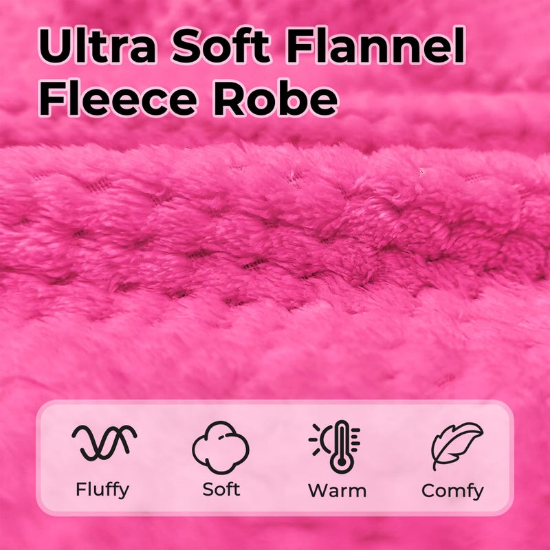 HEARTNICE Womens Flannel Zipper Robe, Soft Warm Robes for Women Cozy Long Sleeve Loungewear Luxurious Nightgown with Pockets(Rose,L/XL) - Image 2