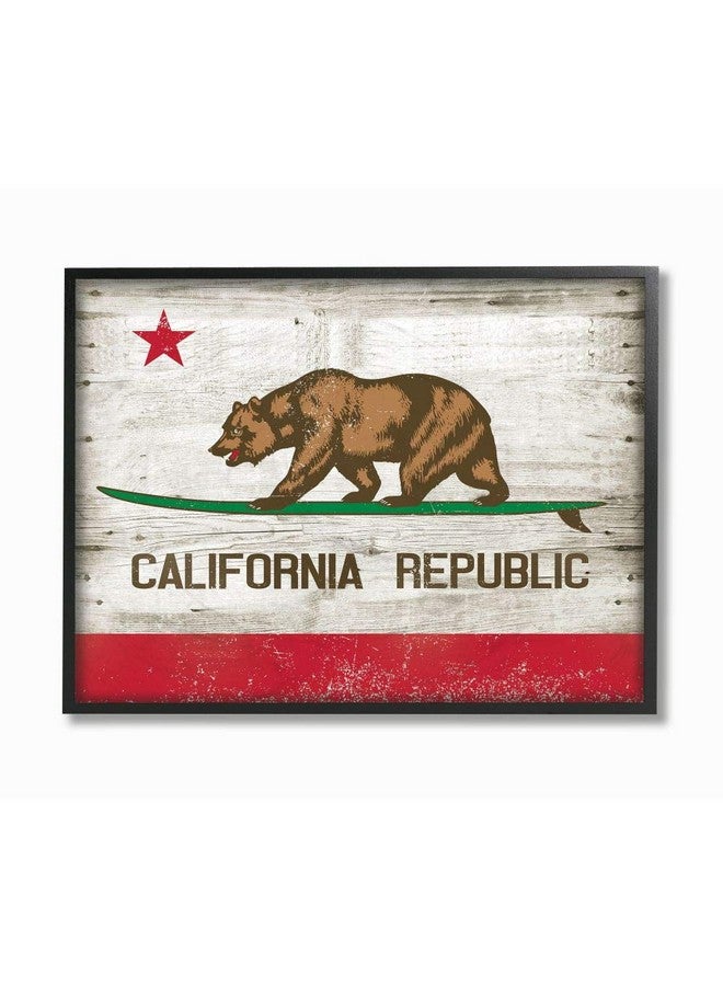 Stupell Industries California Republic Bear Wood Texture, Design by RetroRocket Wall Art, 16x20, Black Framed - Image 1