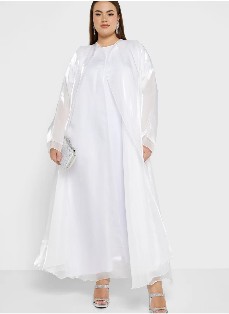 Khizana Plus size flowy two toned abaya with sheila