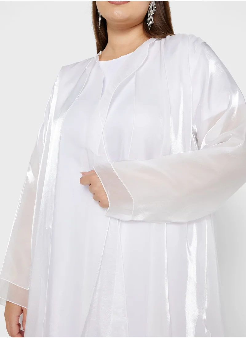 Khizana Plus size flowy two toned abaya with sheila