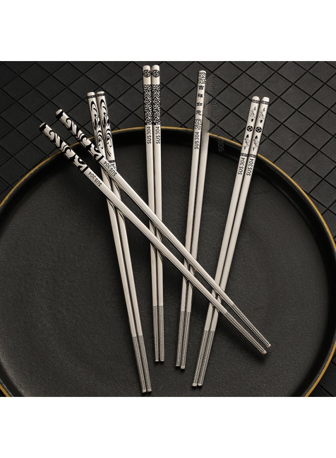 Daily Use Chopsticks Kitchen Utensils Cutlery Set - 9 Pieces Stainless Steel Chopsticks Stand Cleaning Brush-Color:Light Body + Anti-skid 23.5cm  - Image 4