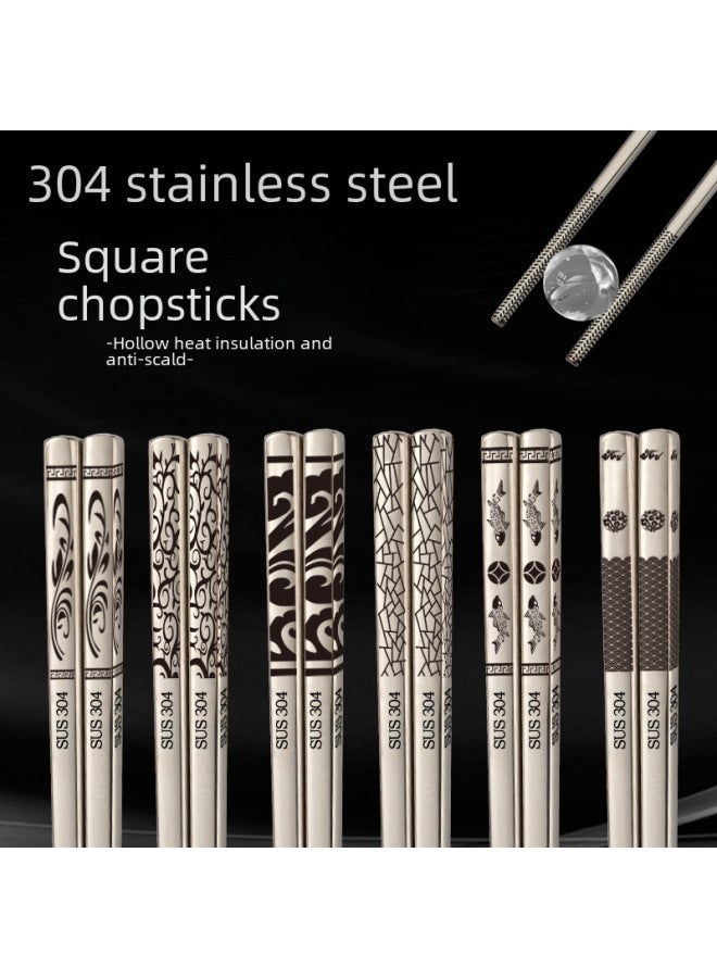 Daily Use Chopsticks Kitchen Utensils Cutlery Set - 9 Pieces Stainless Steel Chopsticks Stand Cleaning Brush-Color:Light Body + Anti-skid 23.5cm  - Image 2