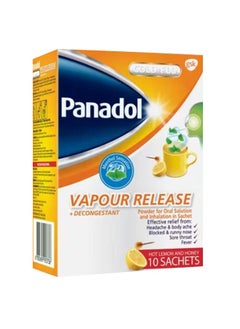 Panadol 10 حبات من بخار البرد والأنفلونزا بالليمون والعسل 
