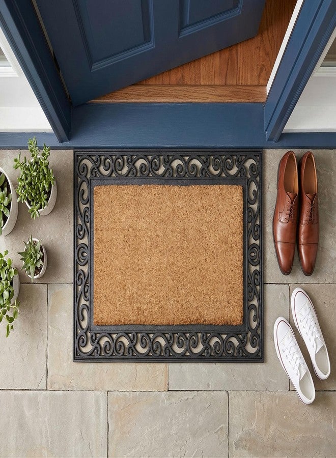 Kempf Inlaid Coir Doormat, 24" x 39", Natural Fiber Indoor/Outdoor Welcome Mat with Durable Non-Slip Backing for Front Door Entrances - Image 2