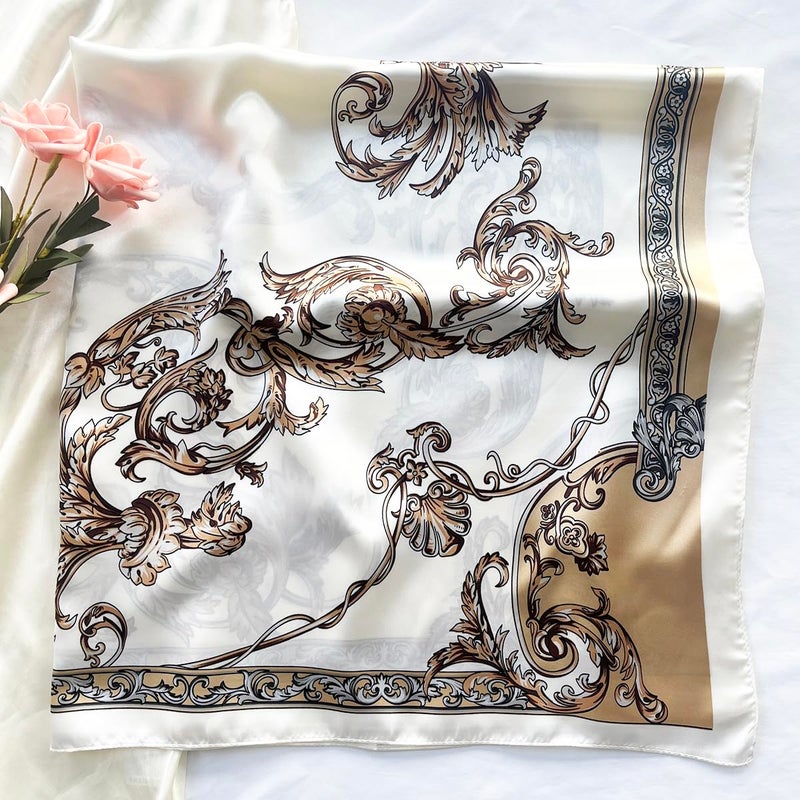 Julunar Silk Like Head Scarf for Women - Satin Large Hair Scarves - 35" Square Silk Hair Wrap for Sleeping with Gift Packed - Image 3
