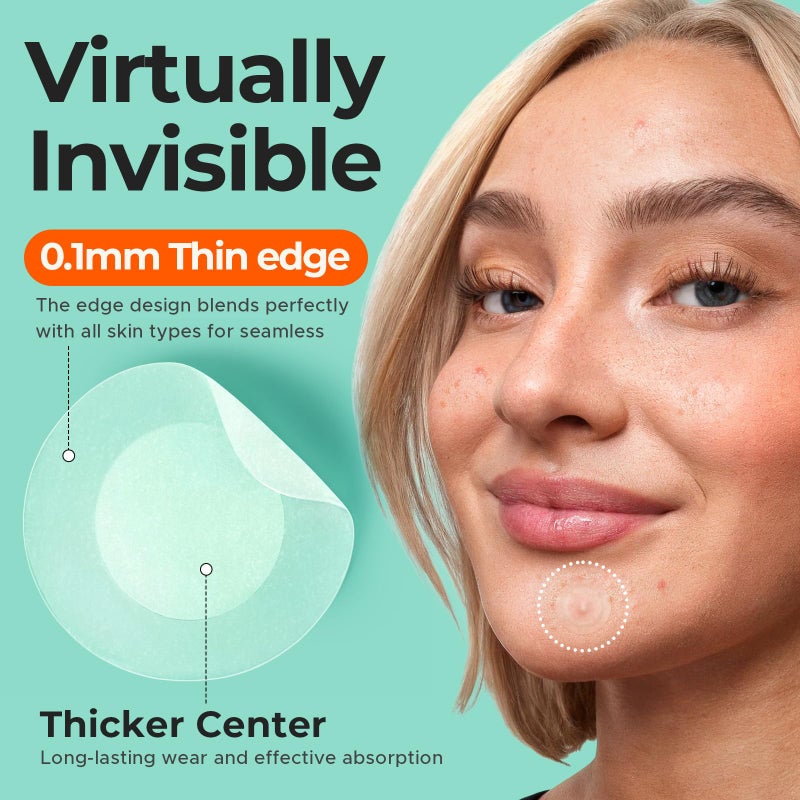 TKTK Pimple Patches for Face, 0.01cm Ultra-Thin Invisible Acne Patches, Hydrocolloid Patches for Breakouts, Absorbs Zits & Blemish, Suitable Under Makeup, 2 Sizes(10mm/12mm) 168 count - Image 2