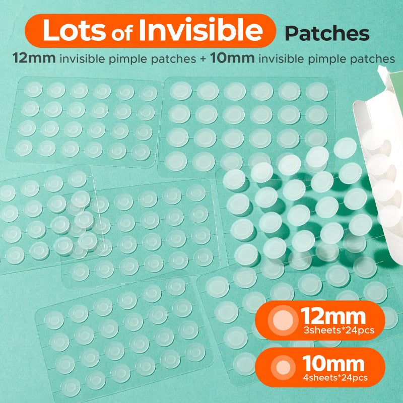 TKTK Pimple Patches for Face, 0.01cm Ultra-Thin Invisible Acne Patches, Hydrocolloid Patches for Breakouts, Absorbs Zits & Blemish, Suitable Under Makeup, 2 Sizes(10mm/12mm) 168 count - Image 4