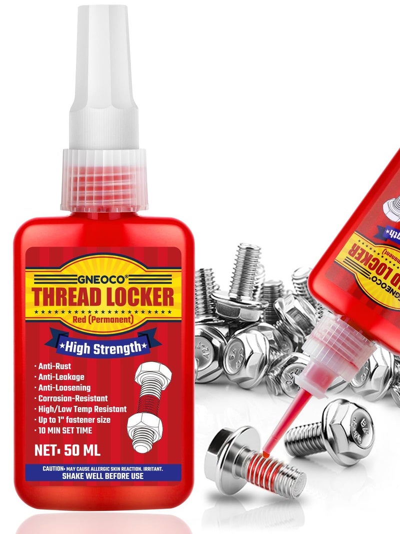 GNEOCO Thread Lock Red 169 Fl oz50 ml Threadlocker High Strength Thread Locker for Nuts Bolts Fasteners and Metals Anaerobic Curing Screw Glue to Prevent Loosening Red Permanent - Image 3