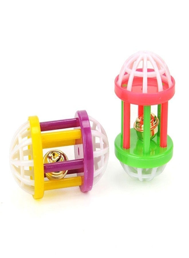 RoverPets Hollow Rolling Bell Ball Parrot Balls Toy Pet Bird Toy Parrot Chew Cage Fun Toys Parakeet Cockatiel Pet Toy for Lovebird Dog Puppy Cat- 2 Pcs Pack (Small, Cylinder & Round Ball) - Image 3
