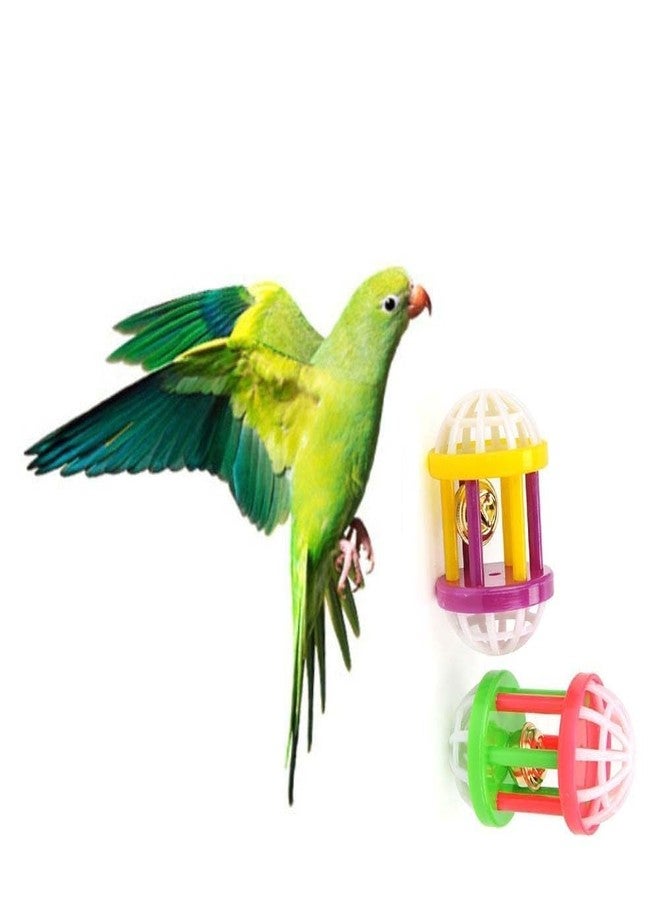RoverPets Hollow Rolling Bell Ball Parrot Balls Toy Pet Bird Toy Parrot Chew Cage Fun Toys Parakeet Cockatiel Pet Toy for Lovebird Dog Puppy Cat- 2 Pcs Pack (Small, Cylinder & Round Ball) - Image 4