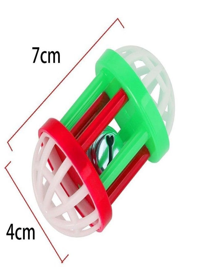 RoverPets Hollow Rolling Bell Ball Parrot Balls Toy Pet Bird Toy Parrot Chew Cage Fun Toys Parakeet Cockatiel Pet Toy for Lovebird Dog Puppy Cat- 2 Pcs Pack (Small, Cylinder & Round Ball) - Image 2