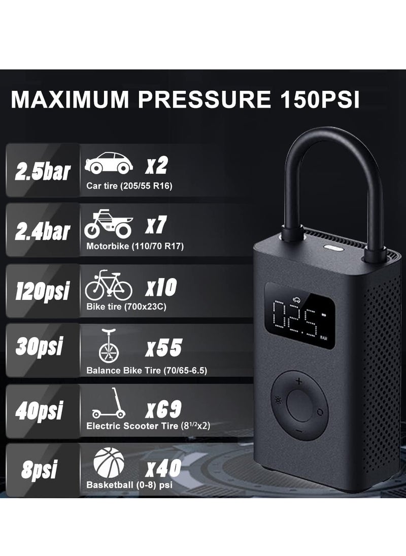 Xiaomi - Xiaomi Portable Electric Air Compressor 2, Tire Inflator Electric Air Pump for Car Tires, 150 PSI Tire Pump, Cordless Tire Inflation with Digital Tire Pressure Detection for Car, Scooter, Bike, Ball - Image 1